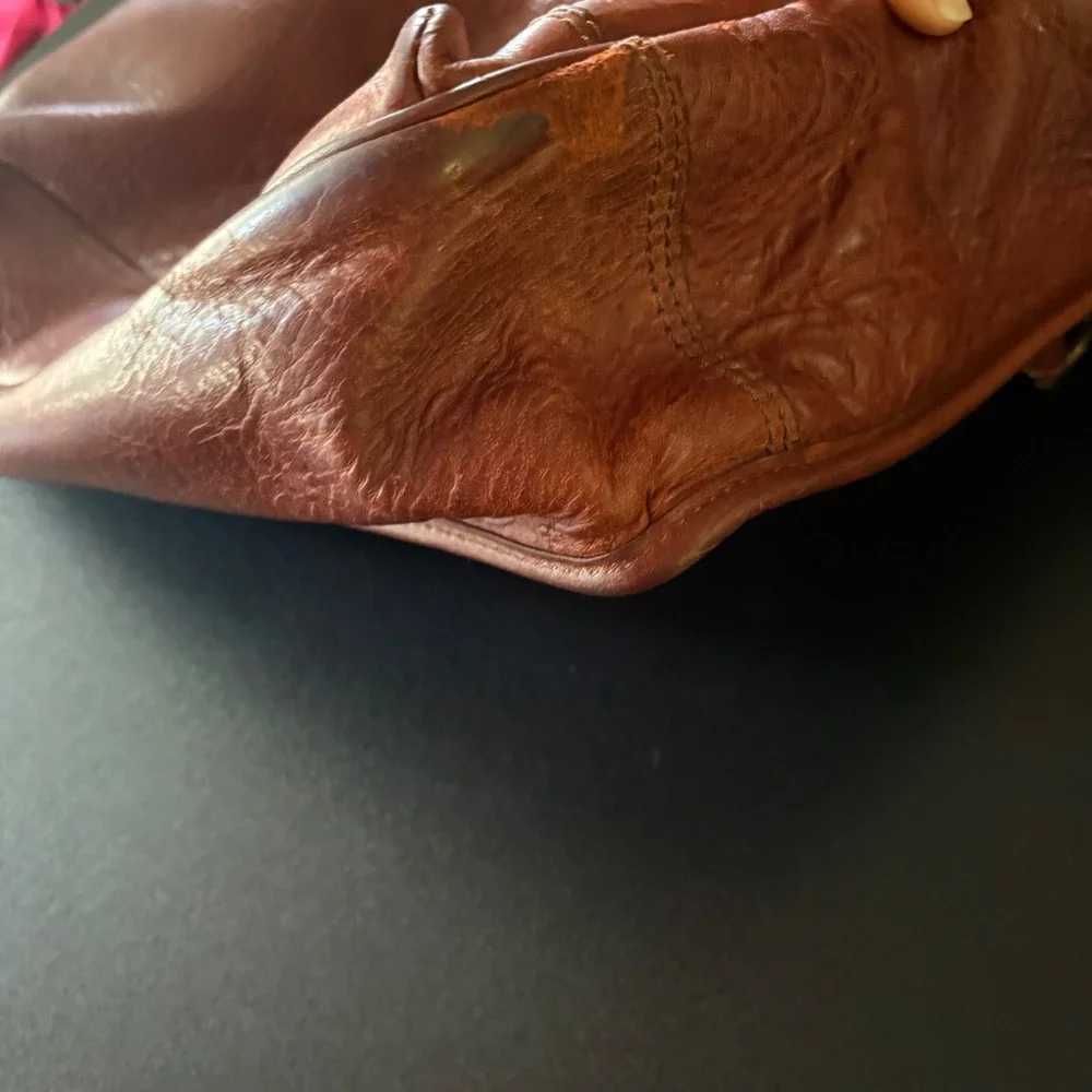 vintage Timberland brown leather crossbody briefcase Office bag computer